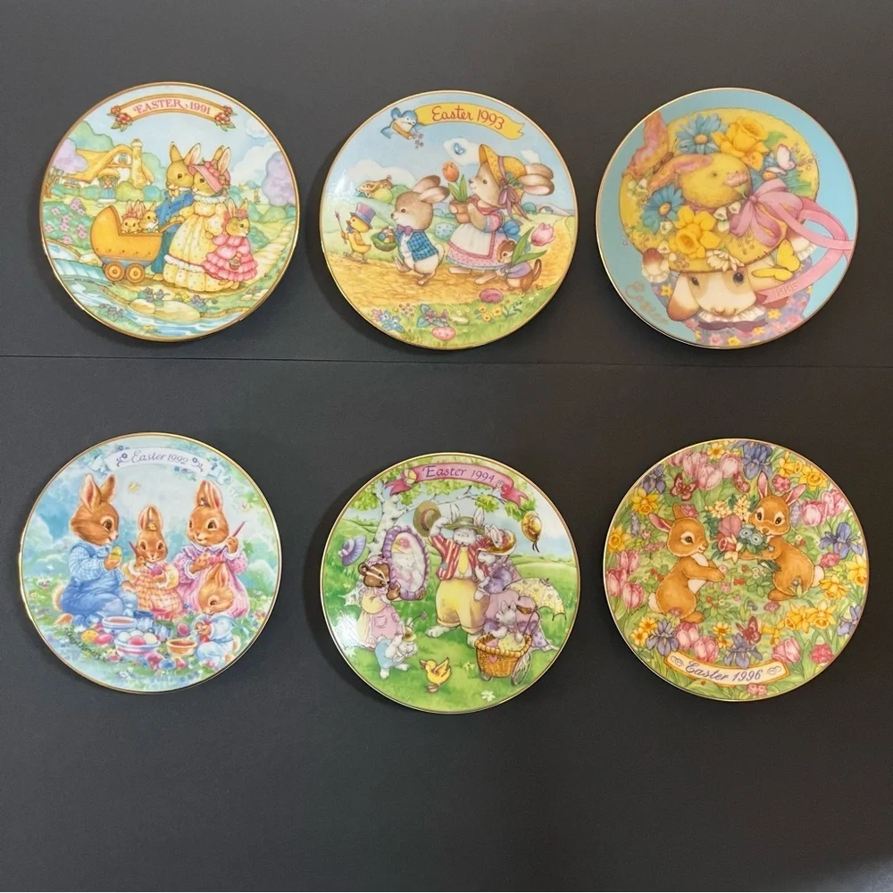 Vintage 22K‎ Gold Trimmed Avon Collectible Easter Porcelain Plates 1991-1996